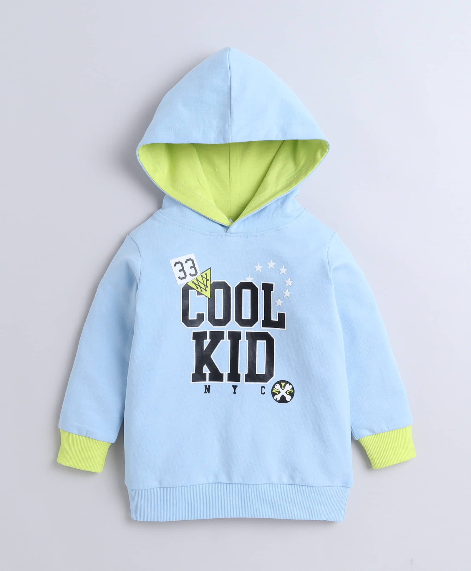 BUMZEE Sky Blue Boys Full Sleeves Cotton Hooded Sweatshirt Age - 18-24 Months