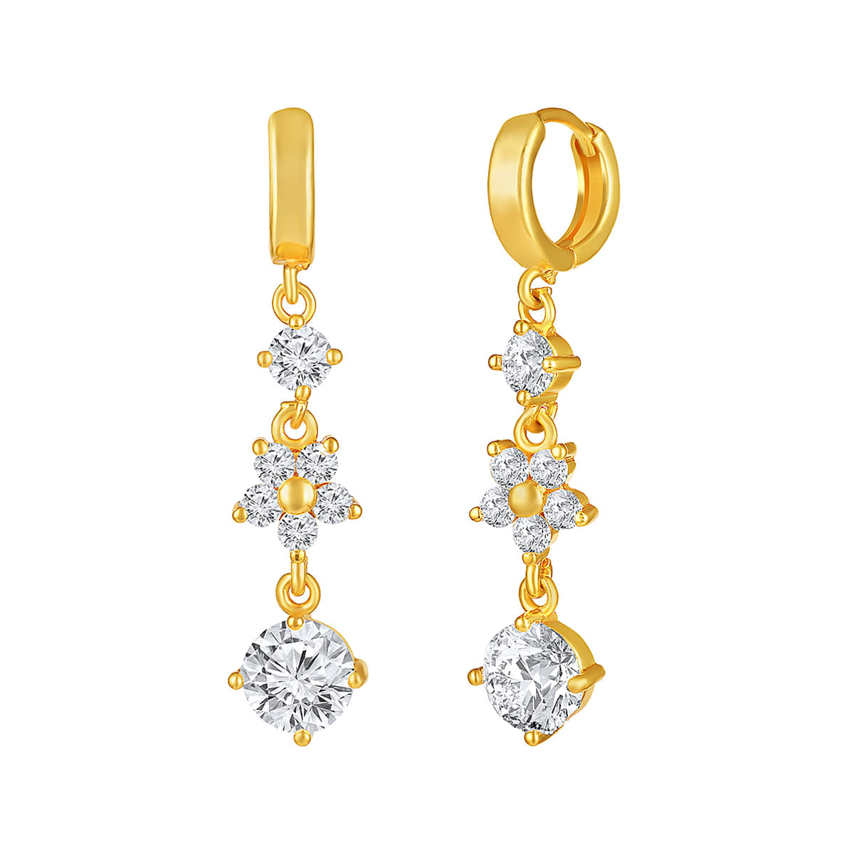     			Drashti Collection Golden Drop Earrings ( Pack of 1 )