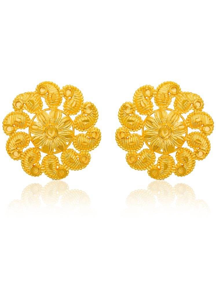     			Drashti Collection Golden Stud Earrings ( Pack of 1 )