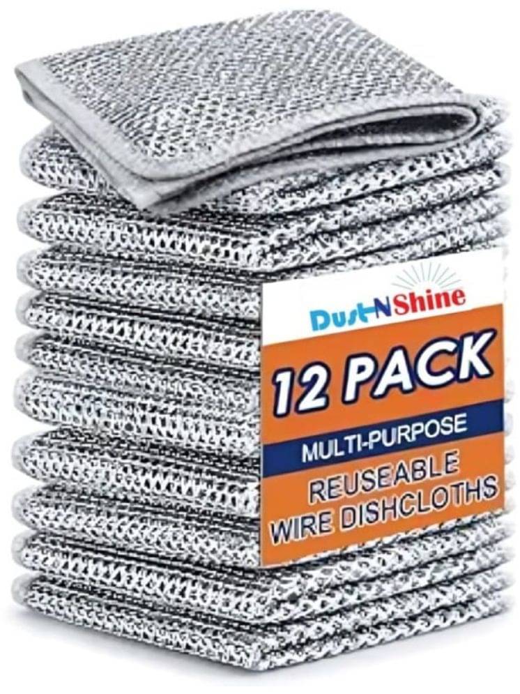     			Stainless Steel Scrubber Non-Scratch Wire Dishcloth for Washing Dishes (Pack of 12)