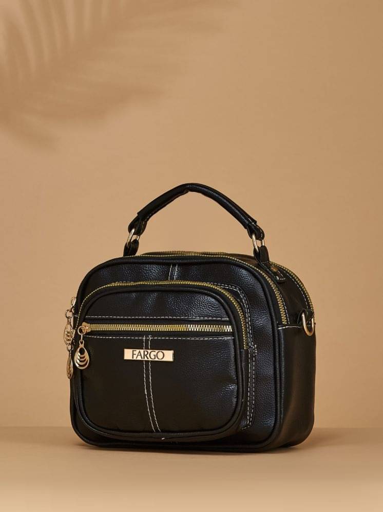     			Fargo Black PU Sling Bag