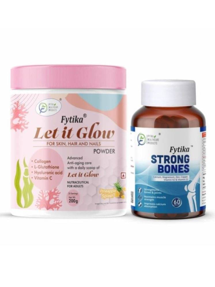 Fytika Let it Glow Pineapple, Collagen Powder-200G + Fytika Strongbones -60 Tabs Fytika Let it Glow Pineapple, Collagen Powder-200G + Fytika Strongbones -60 Tabs