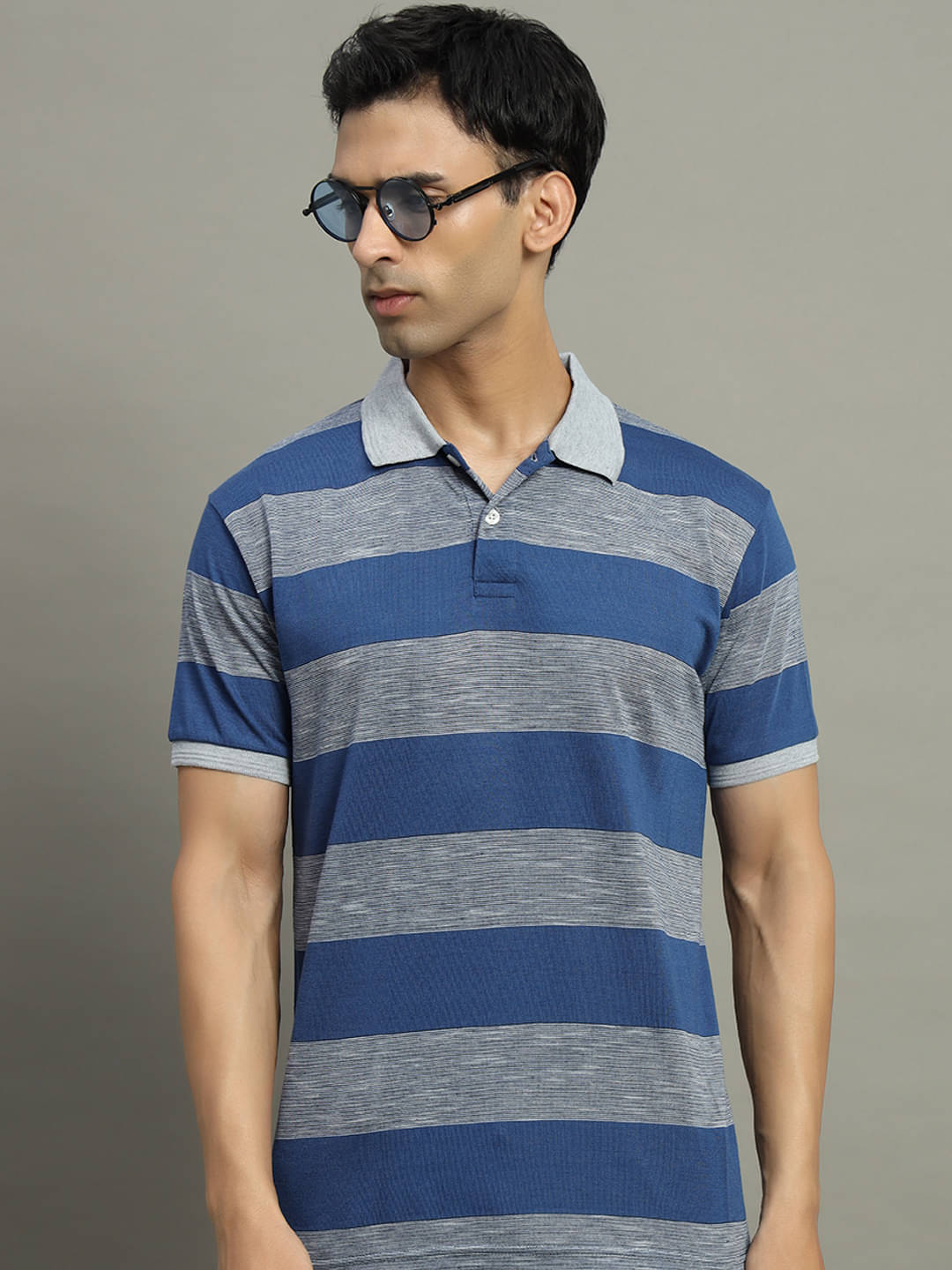 GET GOLF Pack of 1 Cotton Blend Regular Fit Striped Half Sleeves Men's Polo T Shirt ( Grey ) GET GOLF Pack of 1 Cotton Blend Regular Fit Striped Half Sleeves Men's Polo T Shirt ( Grey )