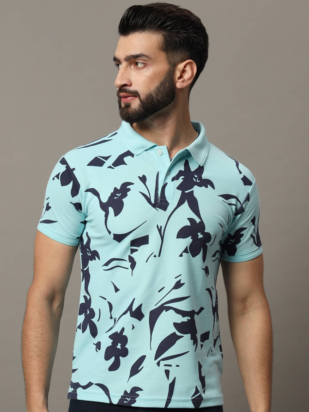 Hushbucks Pack of 1 Cotton Blend Regular Fit Printed Half Sleeves Men's Polo T Shirt ( Aqua ) Hushbucks Pack of 1 Cotton Blend Regular Fit Printed Half Sleeves Men's Polo T Shirt ( Aqua )