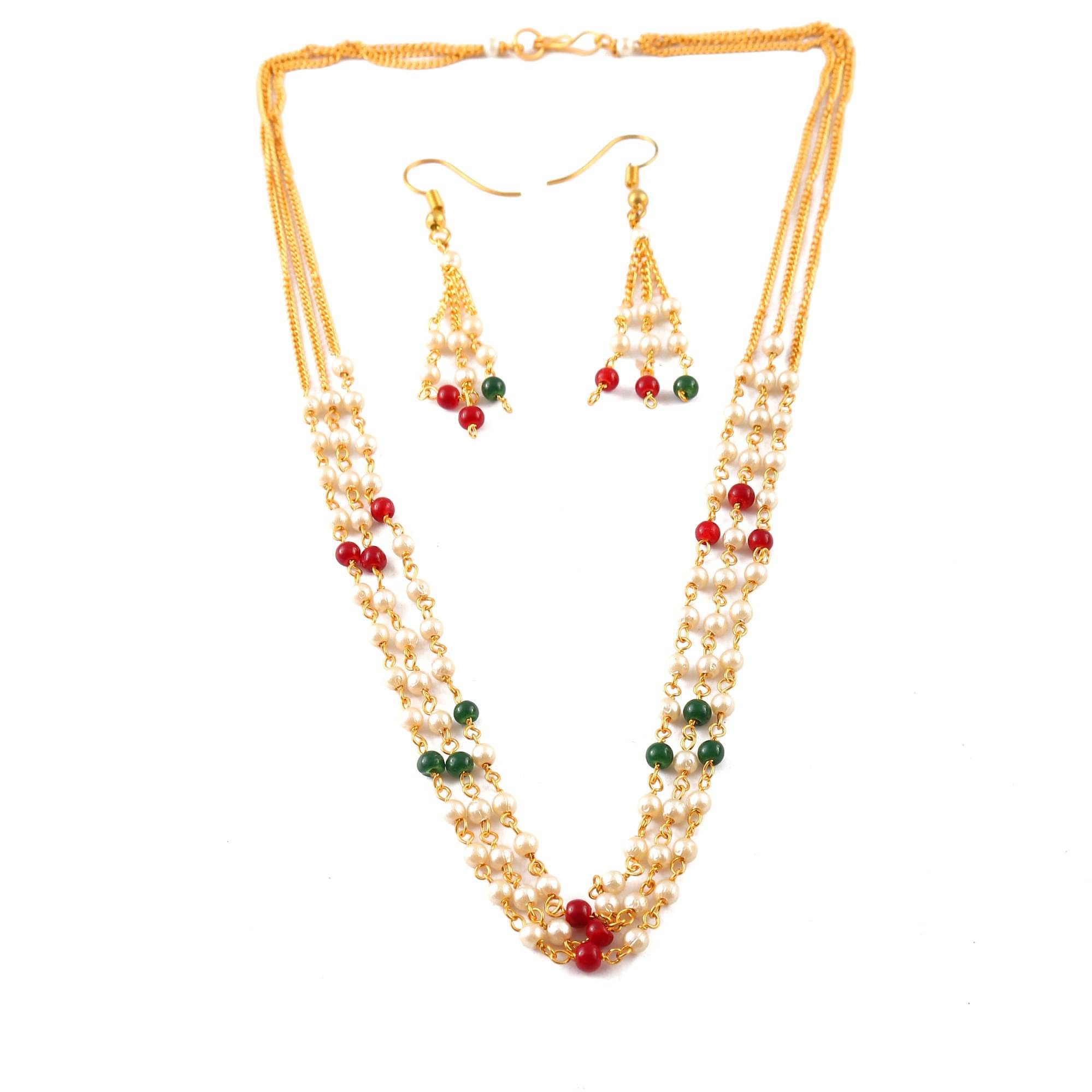     			Jewar Mandi Multi Color Pearls Necklace Set ( Pack of 1 )