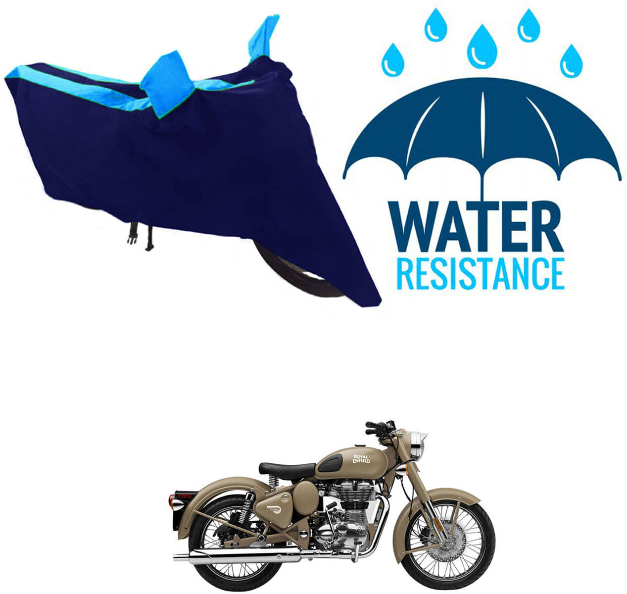 RONISH Bike Body Cover for Royal Enfield Classic Desert Storm ( Pack of 1 ) , Blue     			RONISH Bike Body Cover for Royal Enfield Classic Desert Storm ( Pack of 1 ) , Blue