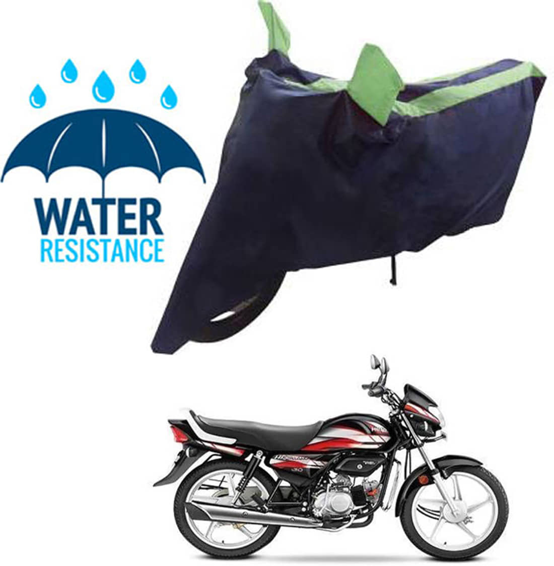 RONISH Bike Body Cover for Hero HF Deluxe ( Pack of 1 ) , Green