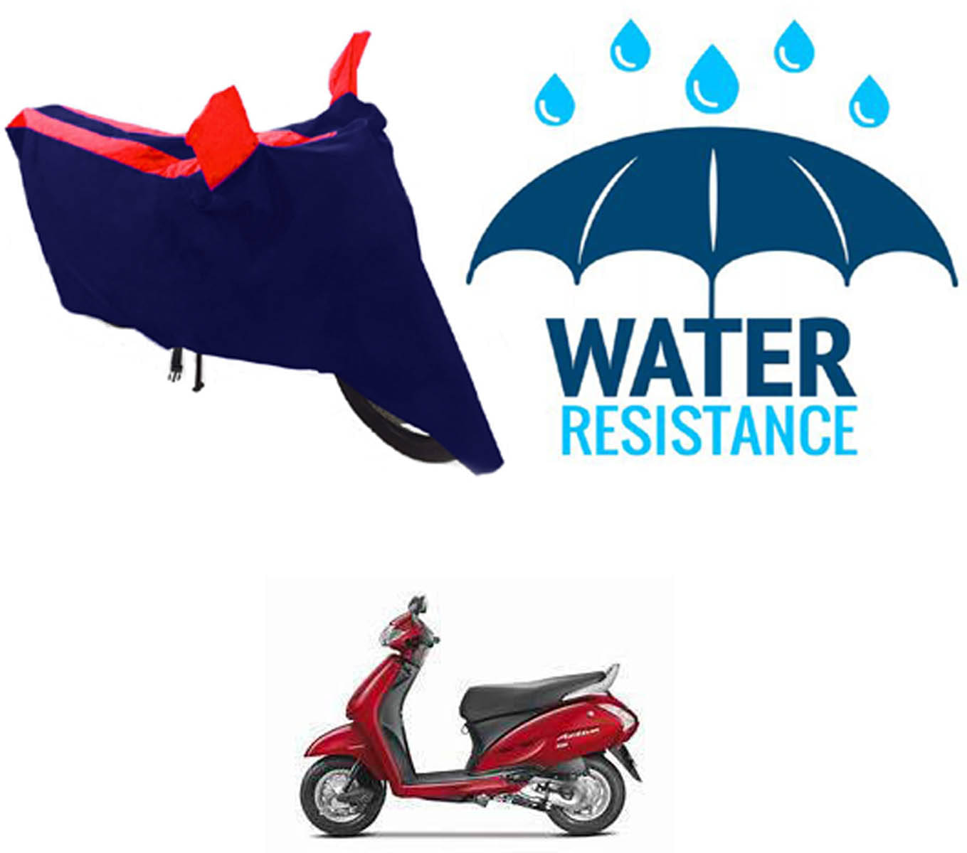 RONISH Bike Body Cover for Honda Activa i ( Pack of 1 ) , Red RONISH Bike Body Cover for Honda Activa i ( Pack of 1 ) , Red