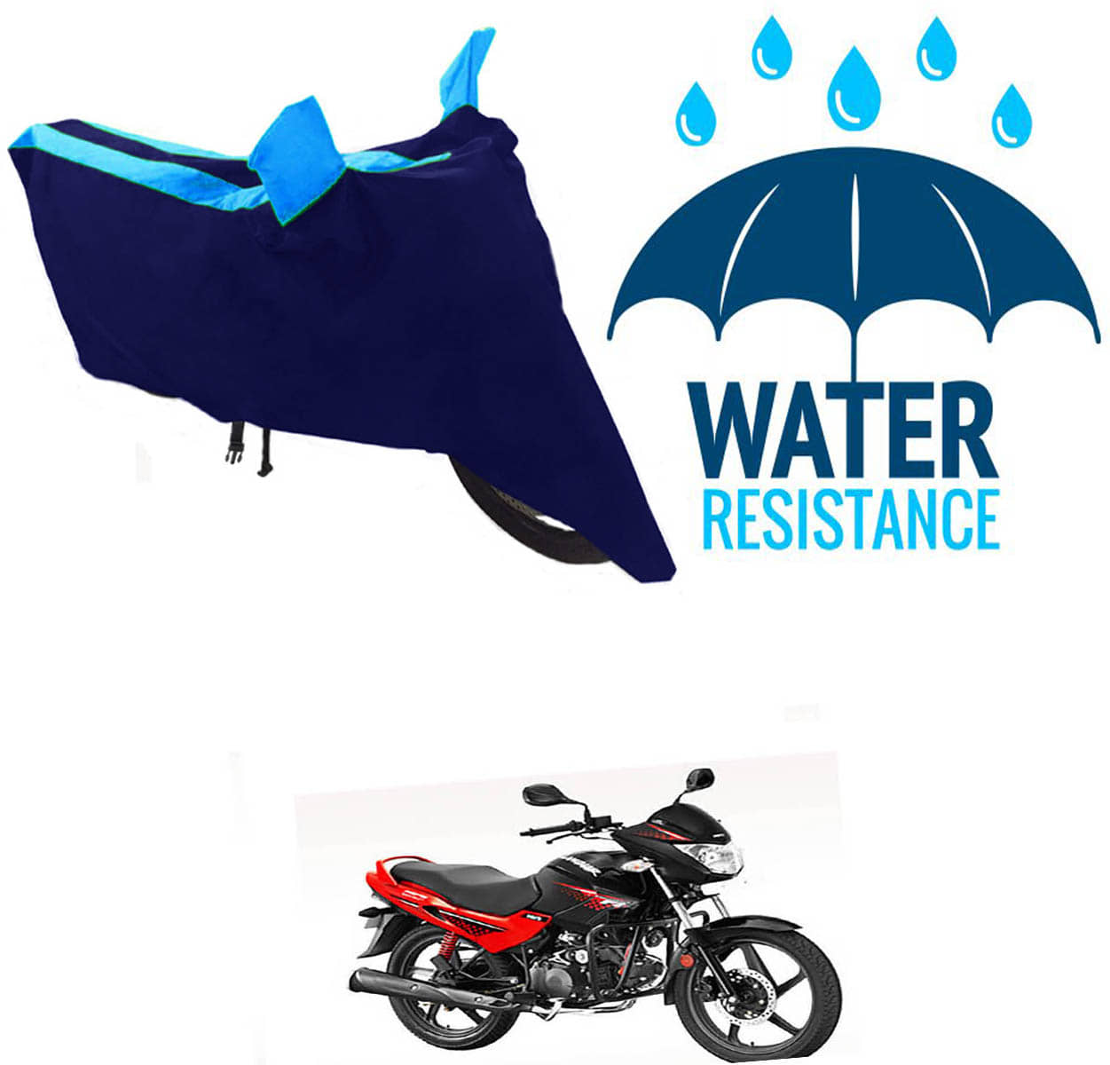RONISH Bike Body Cover for Hero Glamour FI ( Pack of 1 ) , Blue