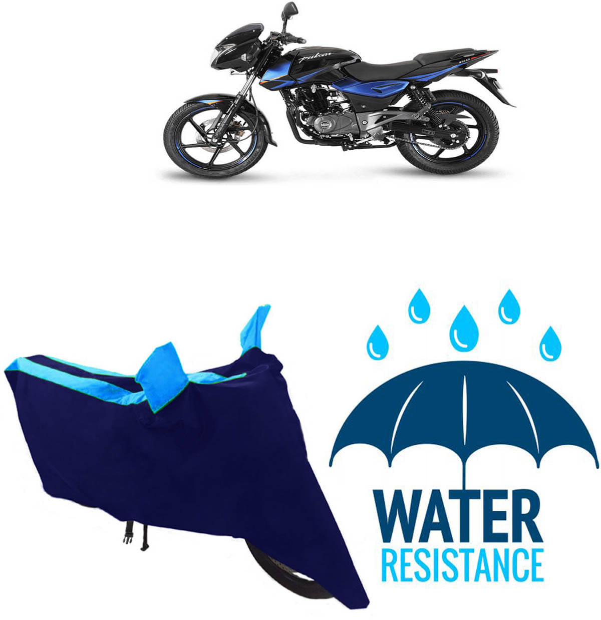 RONISH Bike Body Cover for Bajaj Pulsar 150 DTS-i ( Pack of 1 ) , Blue RONISH Bike Body Cover for Bajaj Pulsar 150 DTS-i ( Pack of 1 ) , Blue