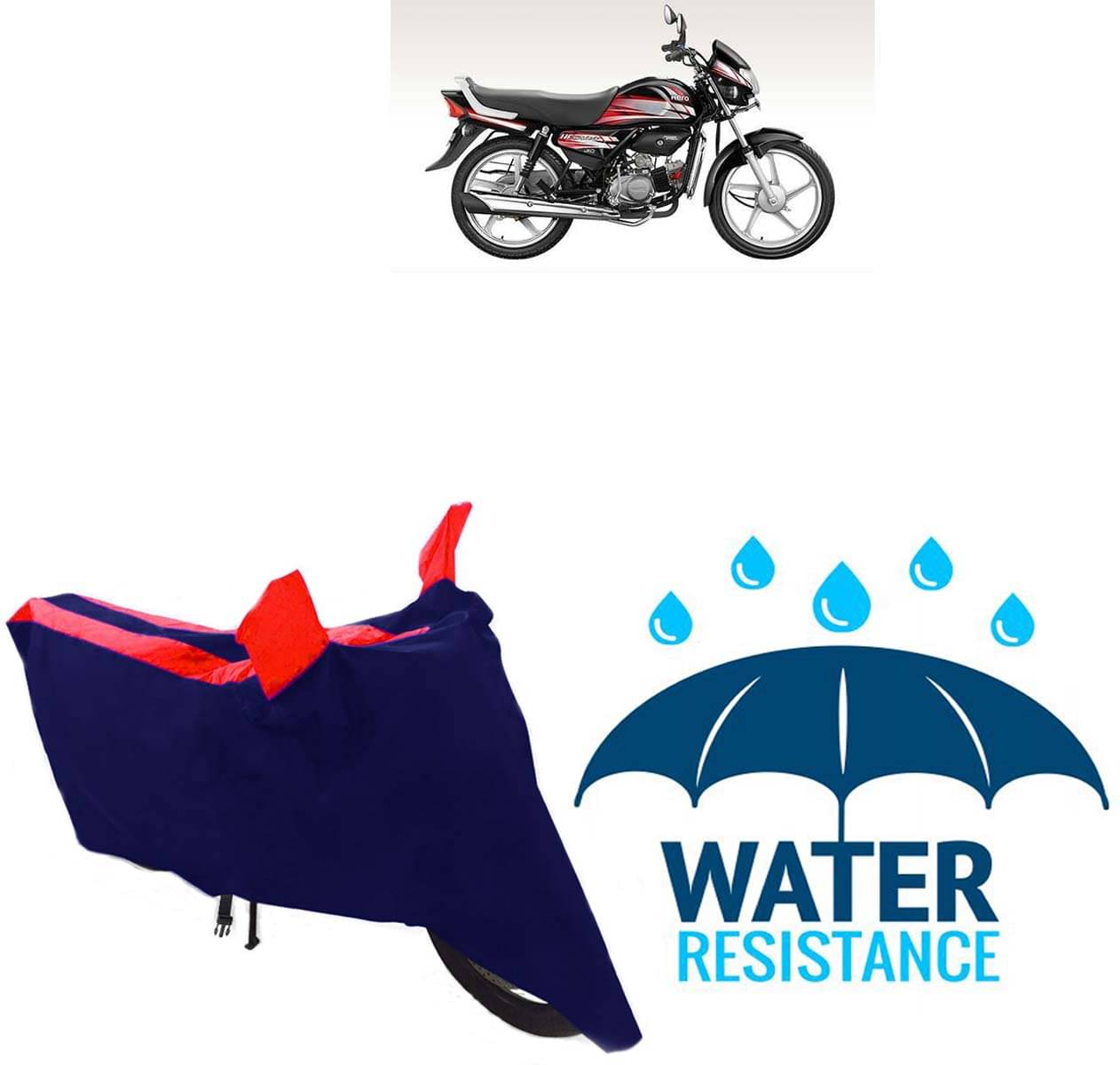     			RONISH Bike Body Cover for Hero HF Deluxe Eco ( Pack of 1 ) , Red