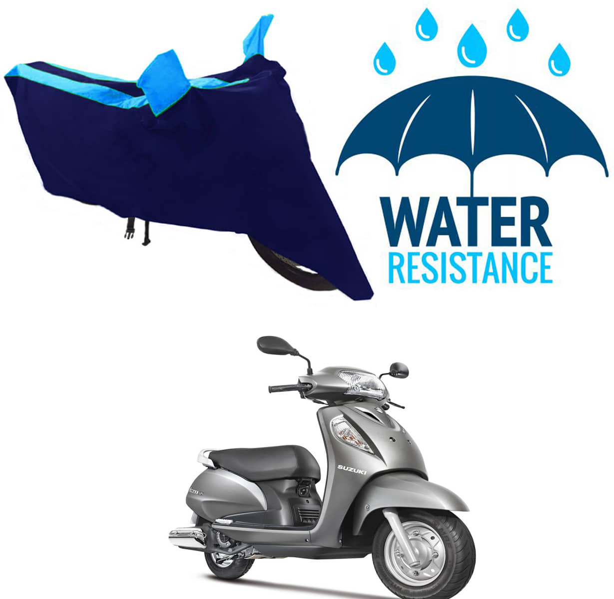 RONISH Bike Body Cover for Suzuki Access 125 ( Pack of 1 ) , Blue