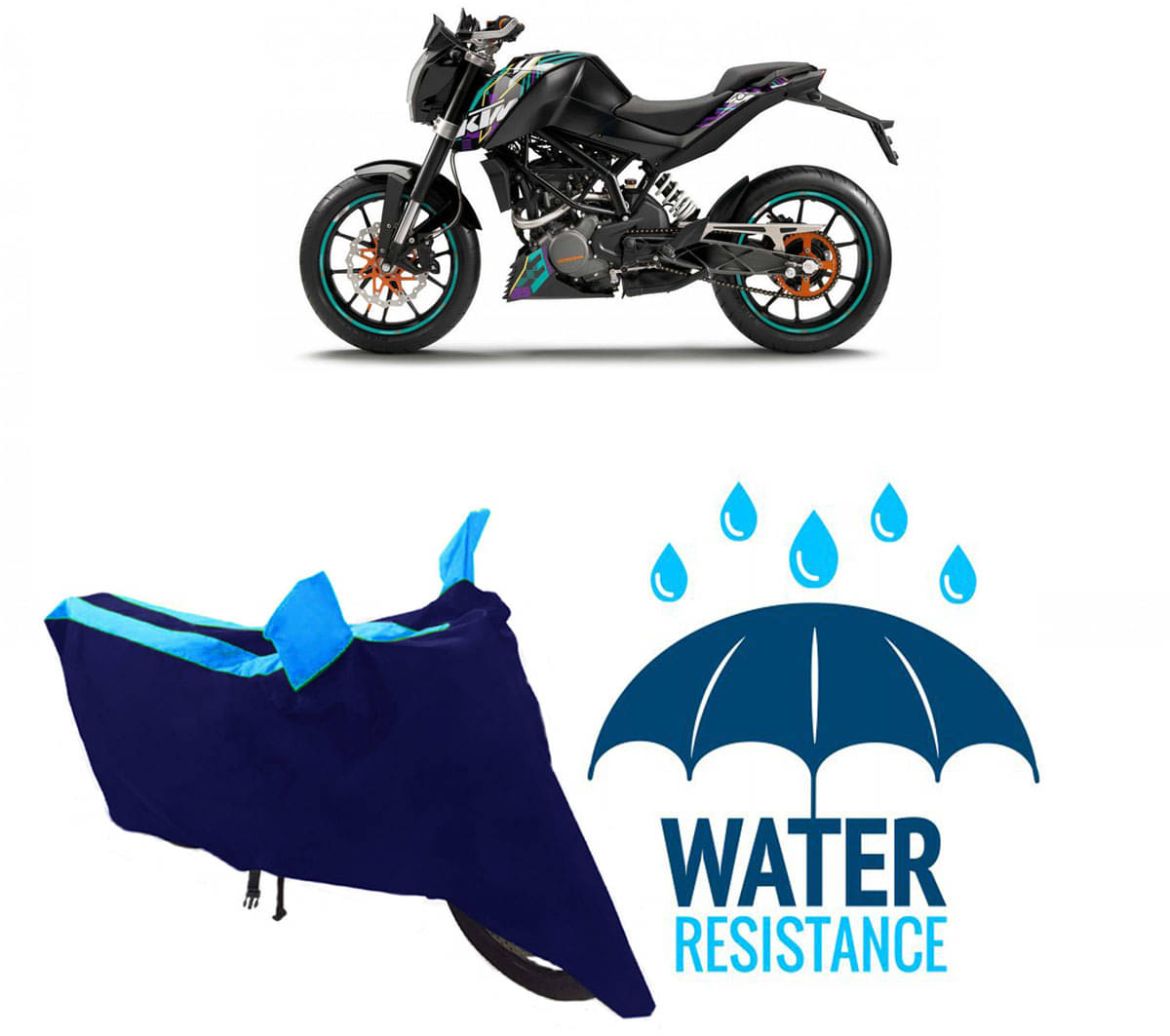 RONISH Bike Body Cover for KTM Duke 200 ( Pack of 1 ) , Blue RONISH Bike Body Cover for KTM Duke 200 ( Pack of 1 ) , Blue