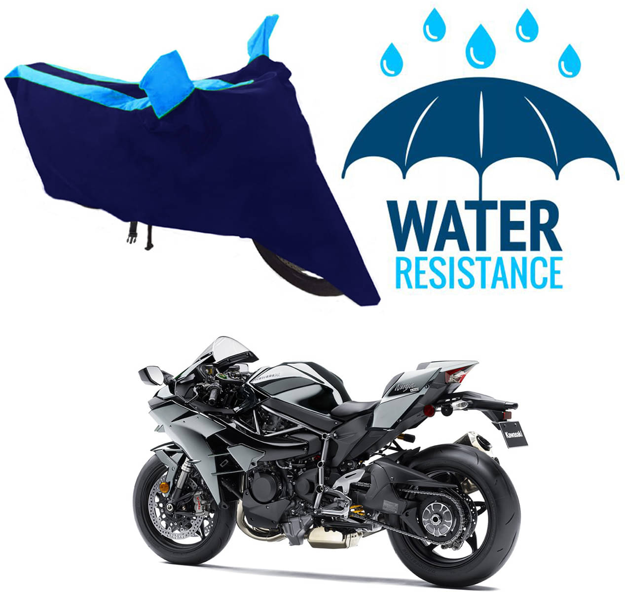 RONISH Bike Body Cover for Kawasaki Ninja H2 ( Pack of 1 ) , Blue RONISH Bike Body Cover for Kawasaki Ninja H2 ( Pack of 1 ) , Blue
