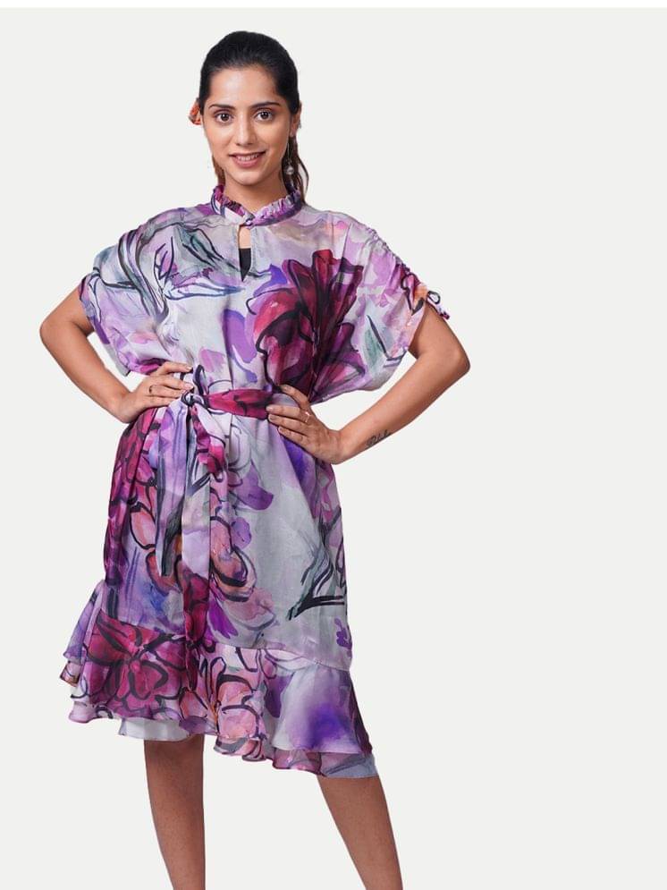     			Radprix Polyester Printed Knee Length Women's A-line Dress - Pink ( Pack of 1 )