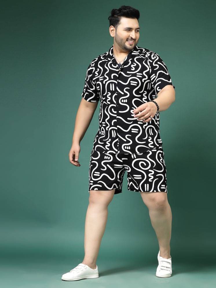     			Rigo Men's Shirt With Shorts Co-Ords Set ( Pack of 1 , Black )