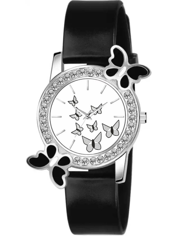     			twixy Black PU Analog Womens Watch
