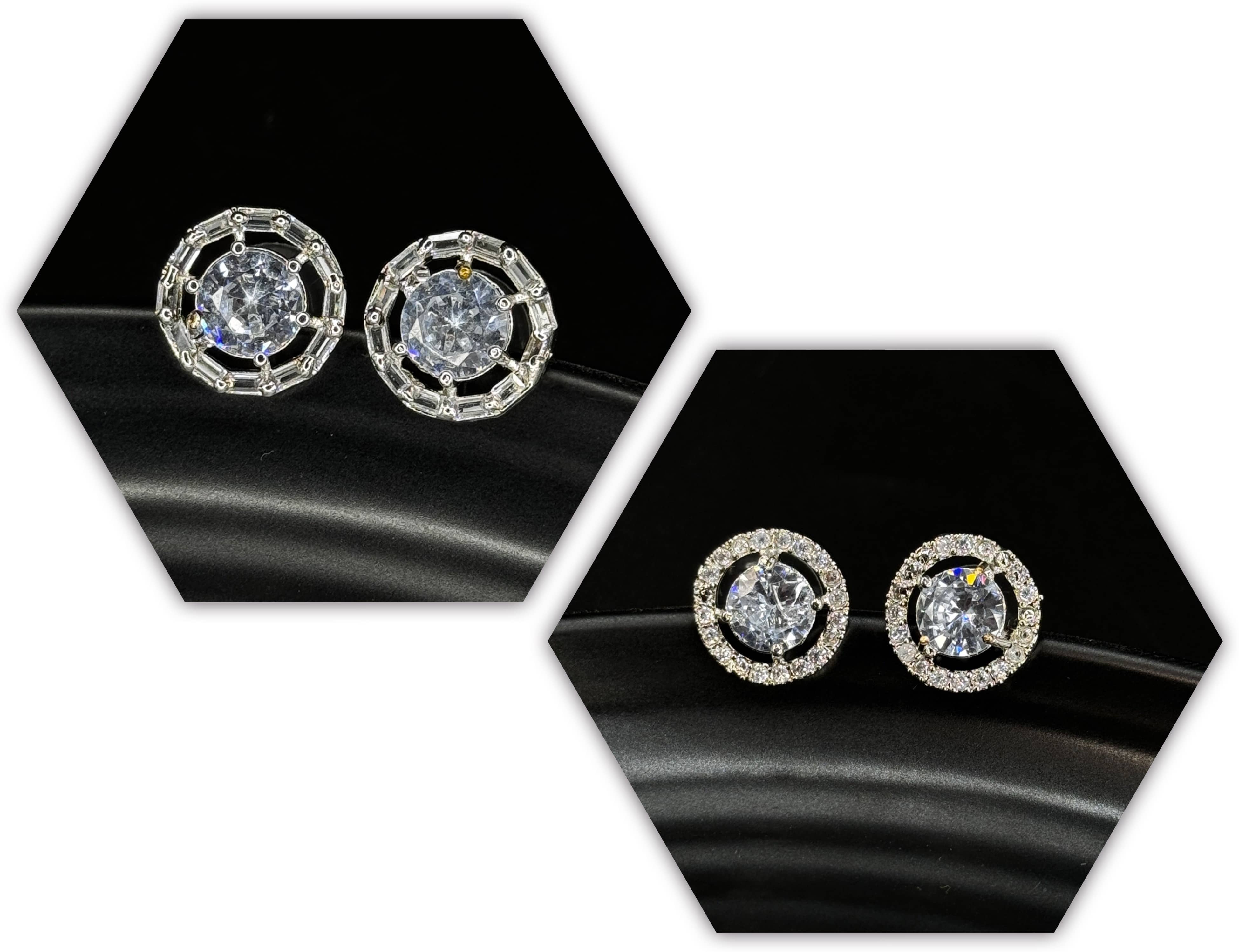 AKLINA White Stud Earrings ( Pack of 2 ) - Earrings | Buy online on ZillyBuy
