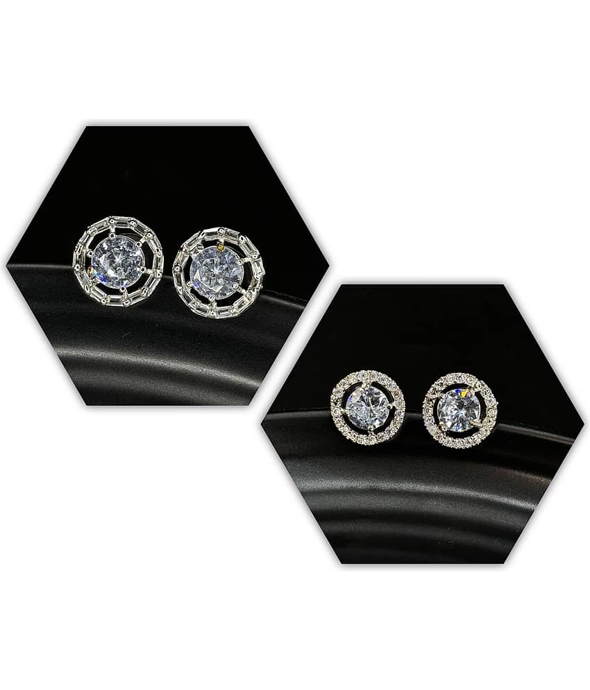 AKLINA White Stud Earrings ( Pack of 2 ) - Earrings | Buy online on ZillyBuy