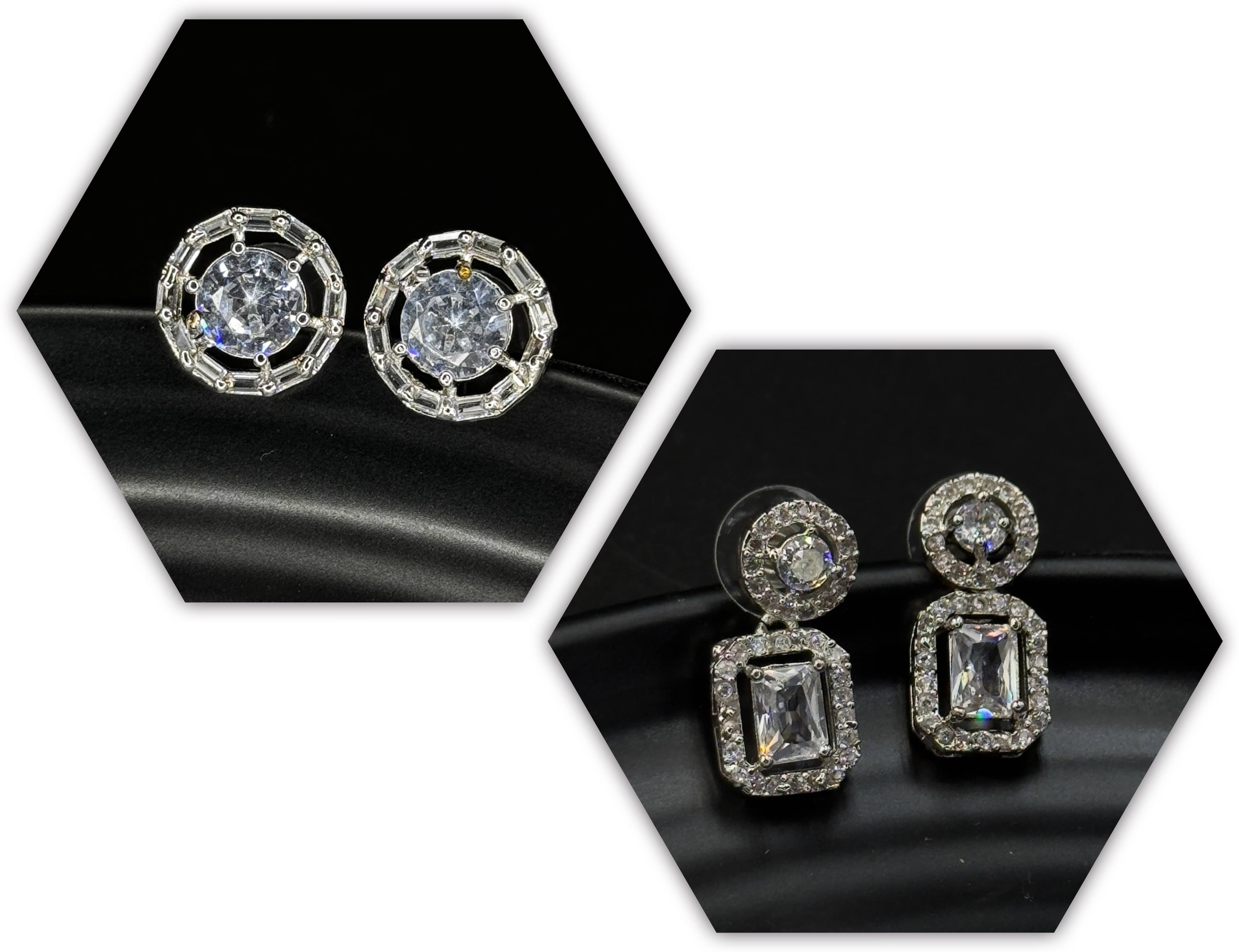 Charms White Stud Earrings ( Pack of 2 ) - Earrings | Buy online on ZillyBuy