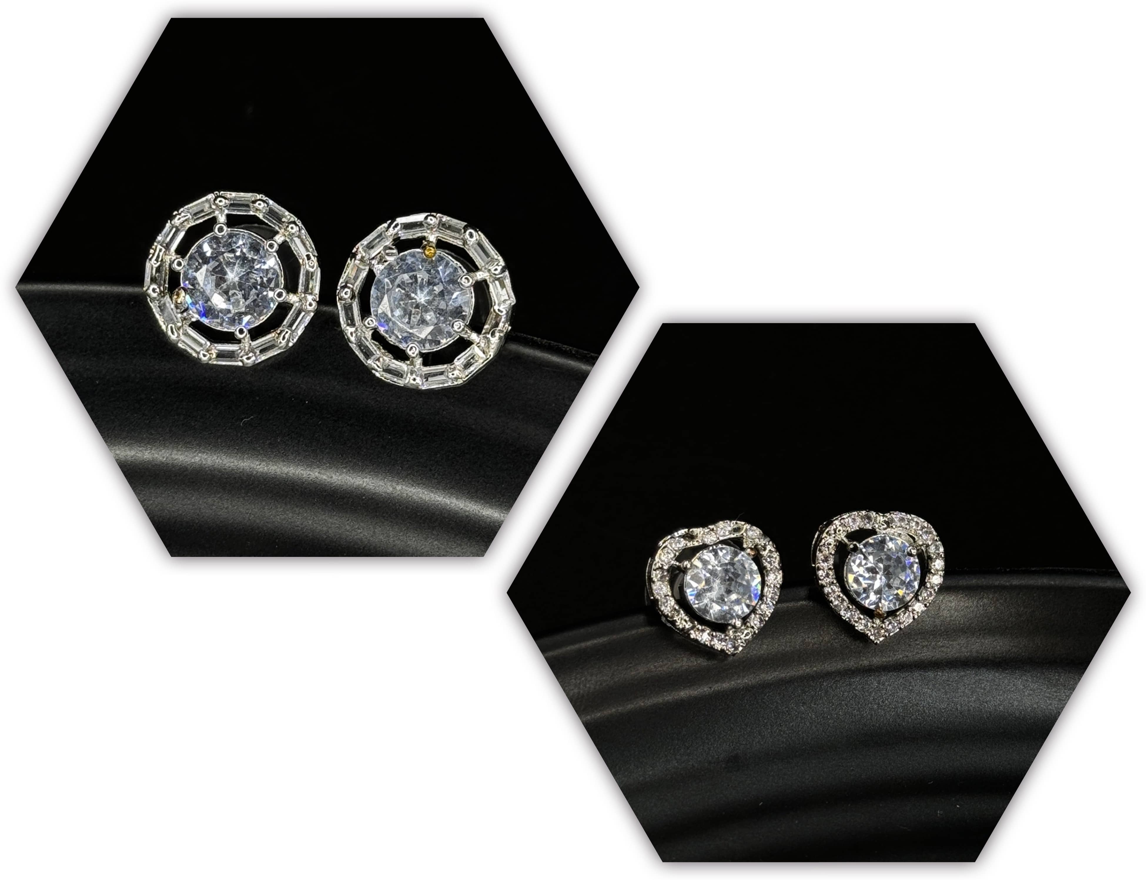 Charms White Stud Earrings ( Pack of 2 ) - Earrings | Buy online on ZillyBuy