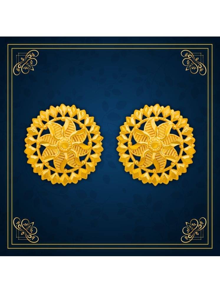    			Drashti Collection Golden Stud Earrings ( Pack of 1 )