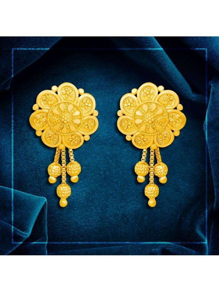     			Drashti Collection Golden Stud Earrings ( Pack of 1 )
