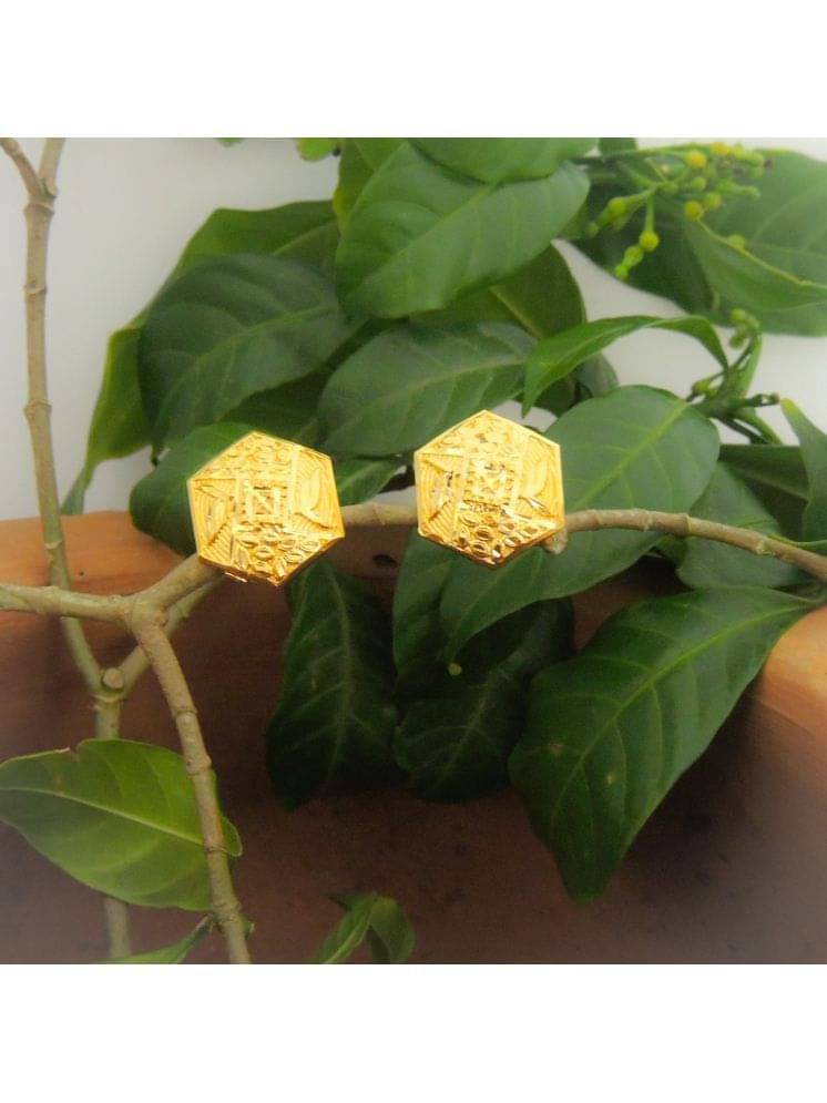     			Drashti Collection Golden Stud Earrings ( Pack of 1 )