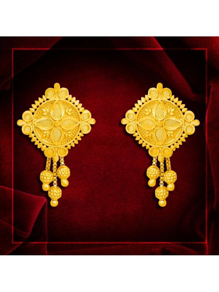     			Drashti Collection Golden Stud Earrings ( Pack of 1 )