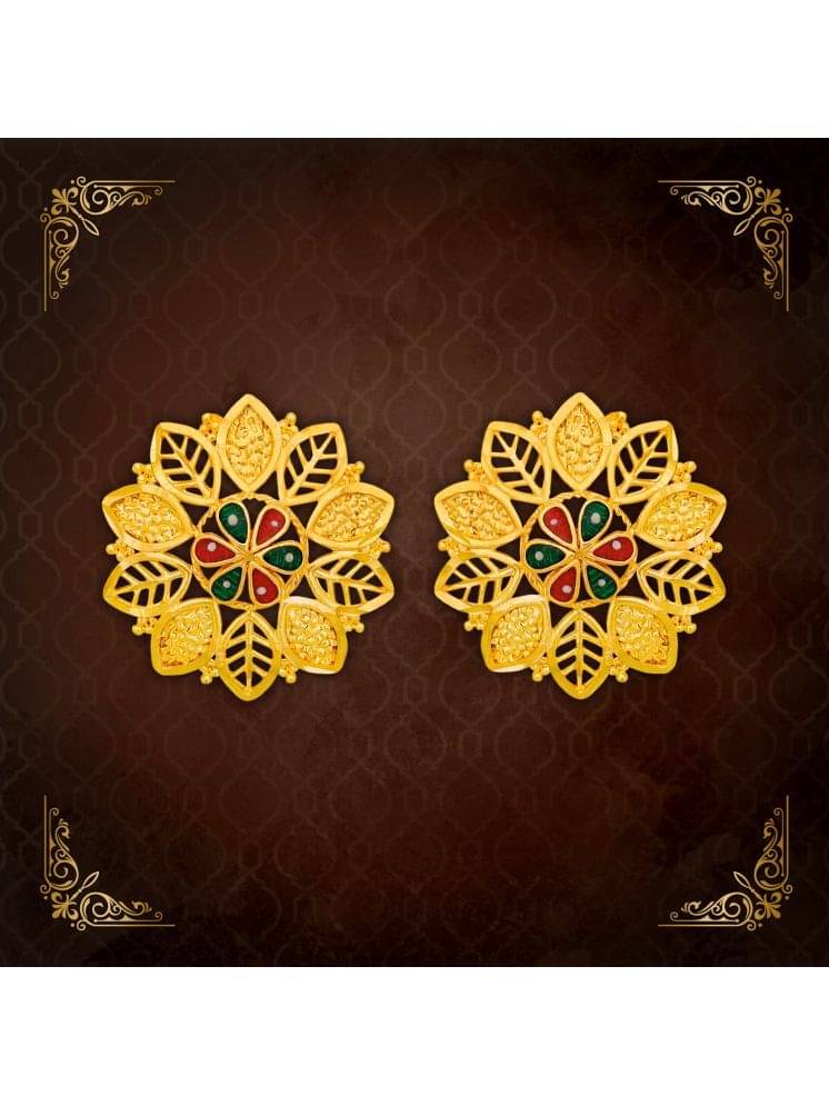     			Drashti Collection Golden Stud Earrings ( Pack of 1 )