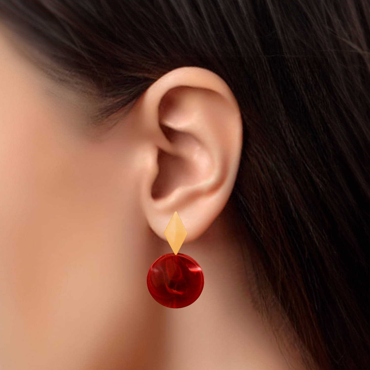     			Drashti Collection Maroon Stud Earrings ( Pack of 1 )