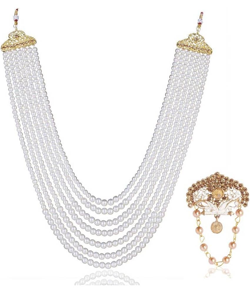 Dulha groom sherwani Necklace/Moti Mala for Men for wedding | Groom Mala and Brooch Set - Jewellery Sets | Buy online on ZillyBuy