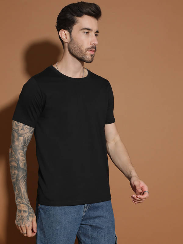 EPPE Pack of 1 Cotton Regular Fit Men's T-Shirt ( Black ) EPPE Pack of 1 Cotton Regular Fit Men's T-Shirt ( Black )