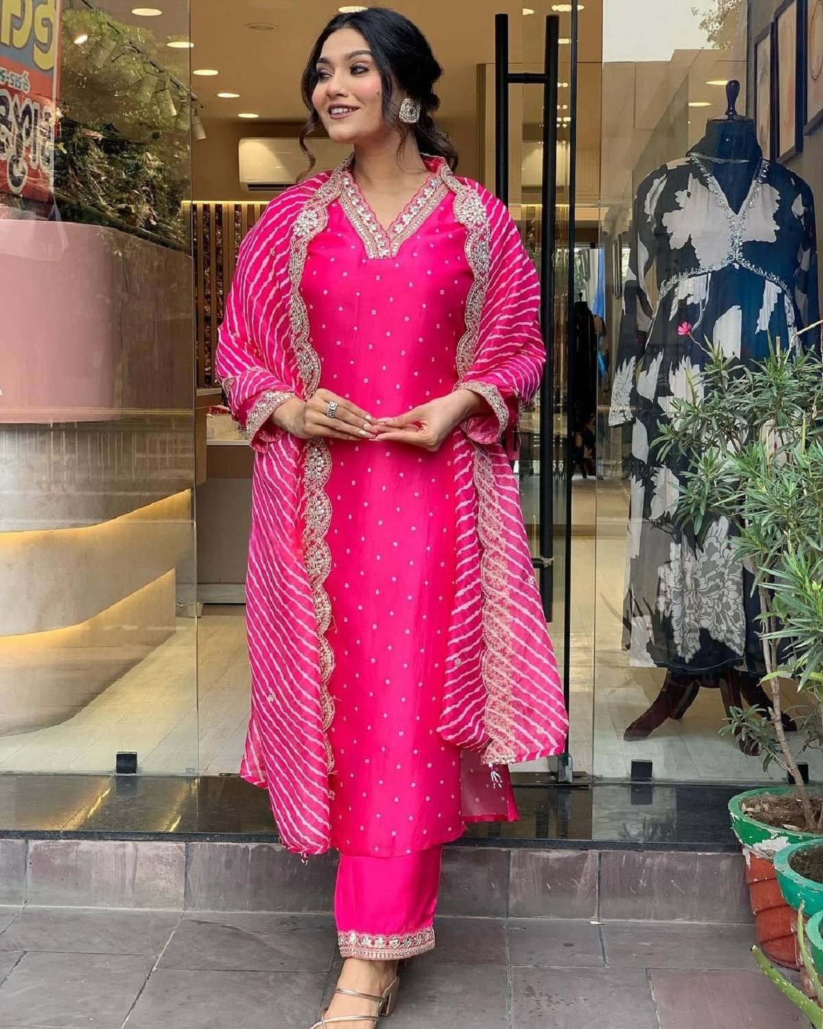 Gazal Fashions Silk Blend Printed Kurti With Pants Women's Stitched Salwar Suit - Pink ( Pack of 1 ) Gazal Fashions Silk Blend Printed Kurti With Pants Women's Stitched Salwar Suit - Pink ( Pack of 1 )