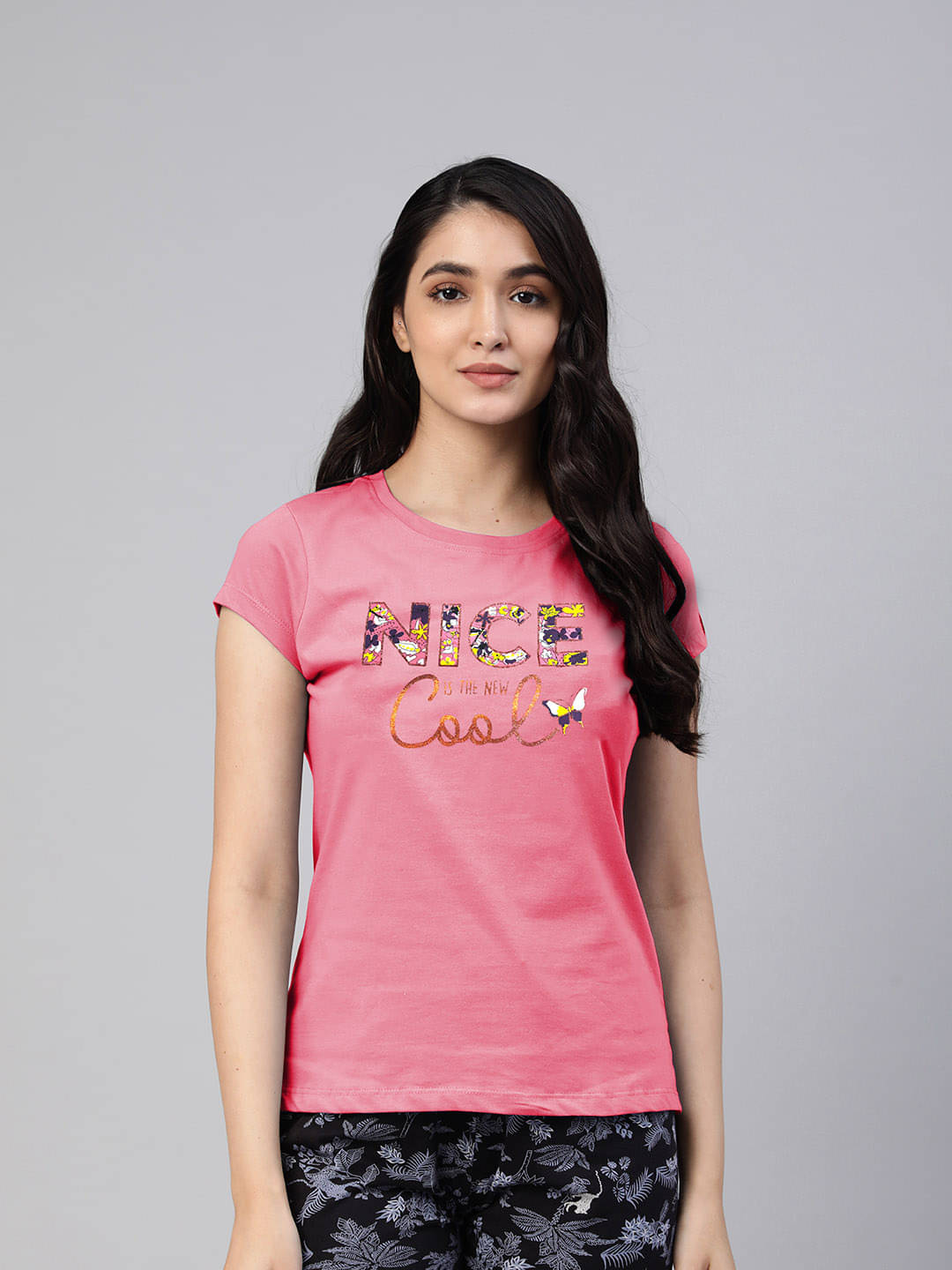 LYRA Women Cotton Printed Regular Fit Round Neck T-Shirt ( Pink ) LYRA Women Cotton Printed Regular Fit Round Neck T-Shirt ( Pink )