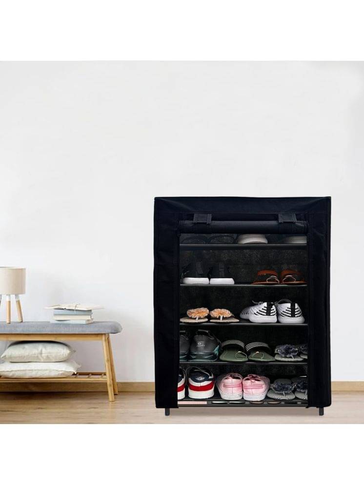 PHILOSHOP 5 Layer Metal Shoe Rack Stand with Cover Shoe Organiser for Home & Office (Black)     			PHILOSHOP 5 Layer Metal Shoe Rack Stand with Cover Shoe Organiser for Home & Office (Black)