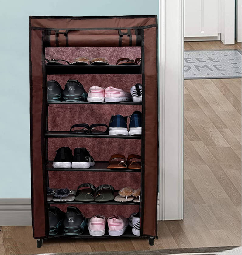 PHILOSHOP 6 Layer Metal Shoe Rack Stand with Cover Shoe Organiser for Home & Office (Brown) PHILOSHOP 6 Layer Metal Shoe Rack Stand with Cover Shoe Organiser for Home & Office (Brown)