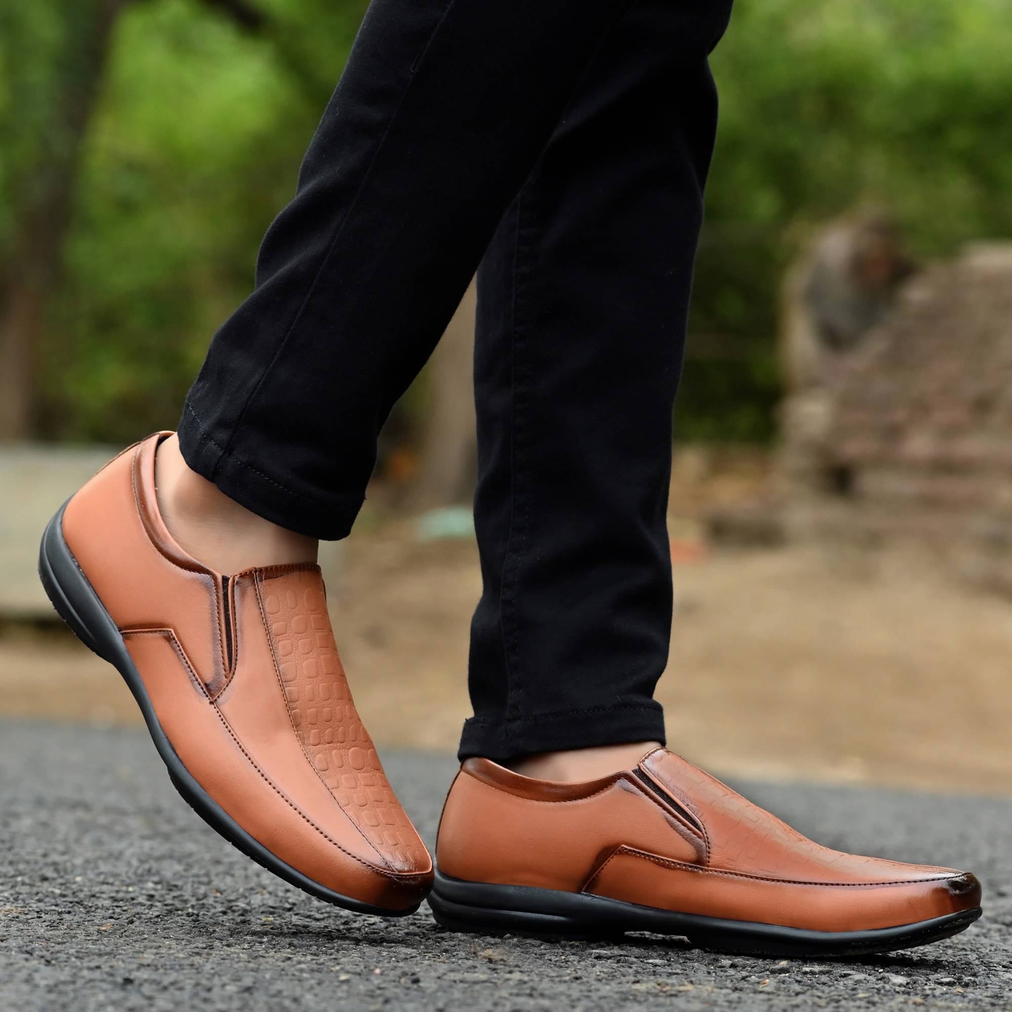 POS Planet of Shoes Tan Men's Slip On Formal Shoes     			POS Planet of Shoes Tan Men's Slip On Formal Shoes