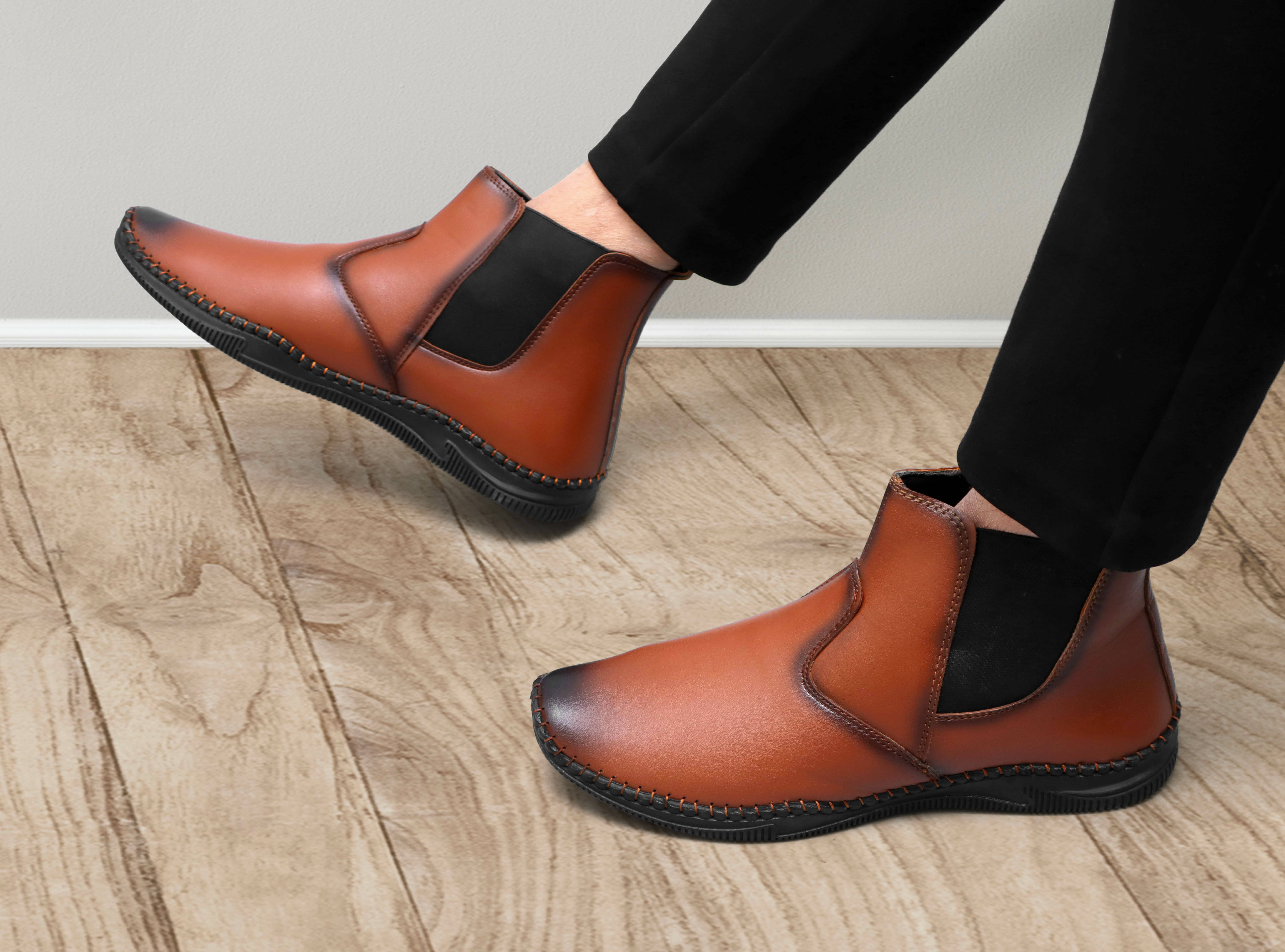 POS Planet of Shoes Tan Men's Chelsea Boots     			POS Planet of Shoes Tan Men's Chelsea Boots