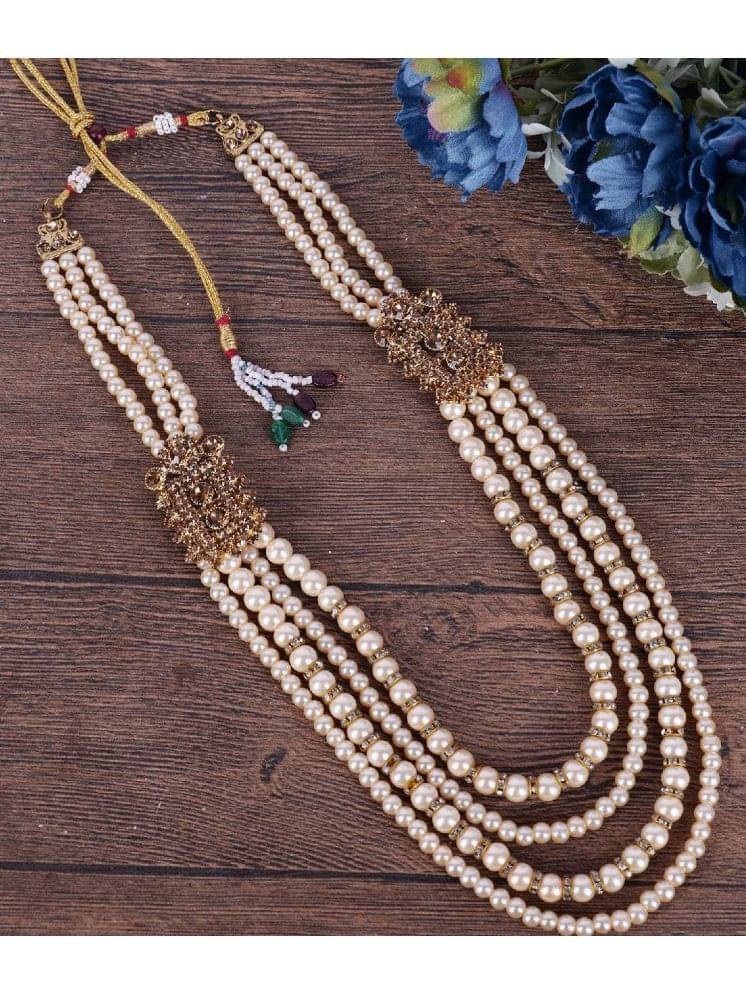     			Pearl beads Dulha groom sherwani Necklace/Moti Mala for Men for wedding | Exquisite Groom Mala | Perfect for Grooms