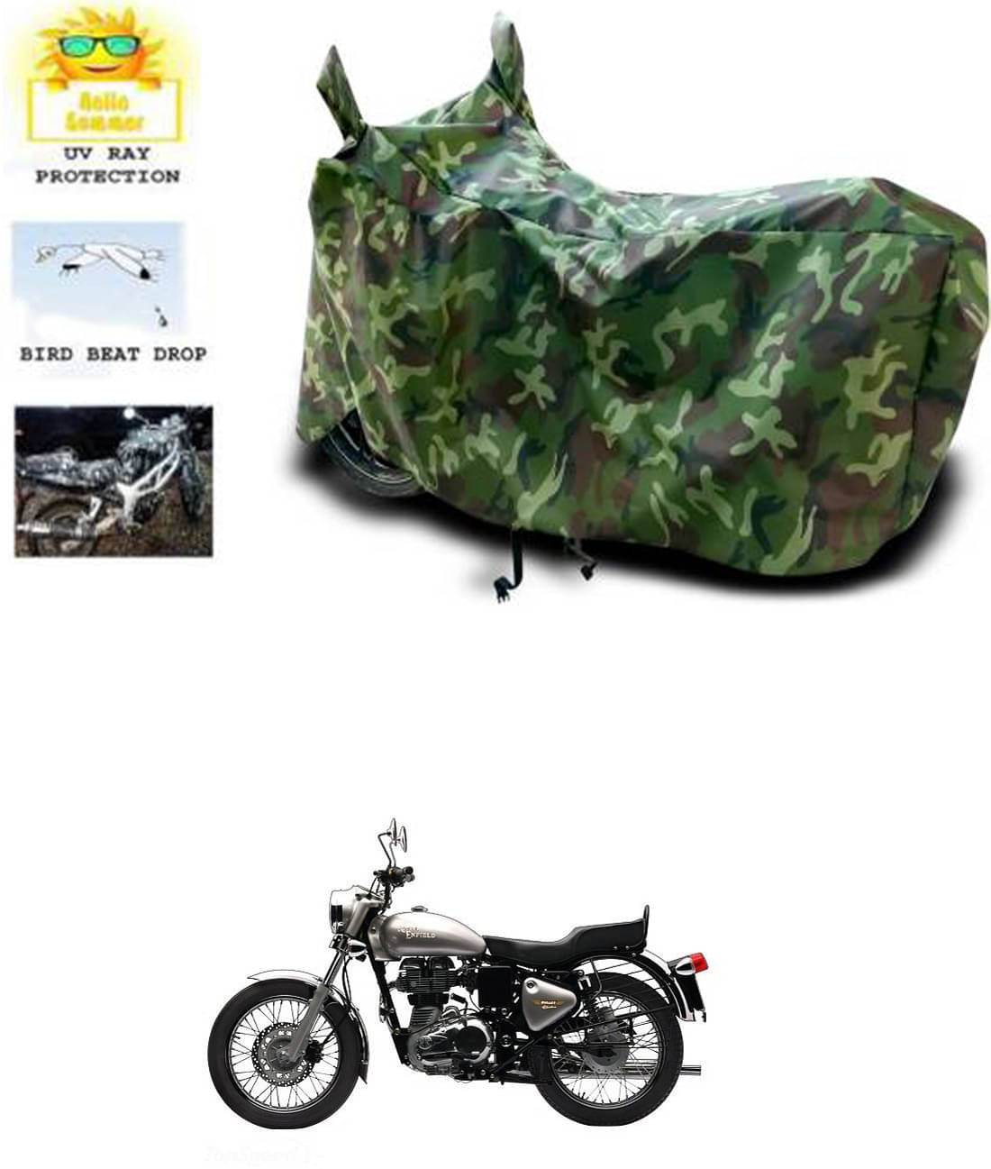     			RONISH Bike Body Cover for Royal Enfield Bullet Electra ( Pack of 1 ) , Multicolour