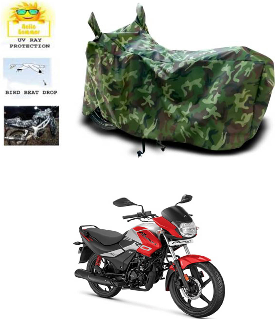     			RONISH Bike Body Cover for Hero Passion Pro New ( Pack of 1 ) , Multicolour