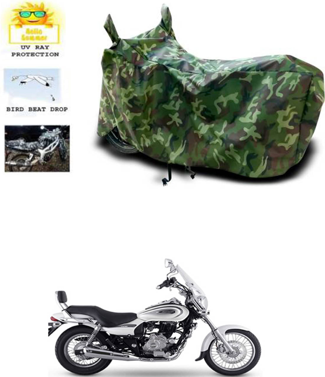     			RONISH Bike Body Cover for Bajaj Avenger 220 DTS-i ( Pack of 1 ) , Multicolour