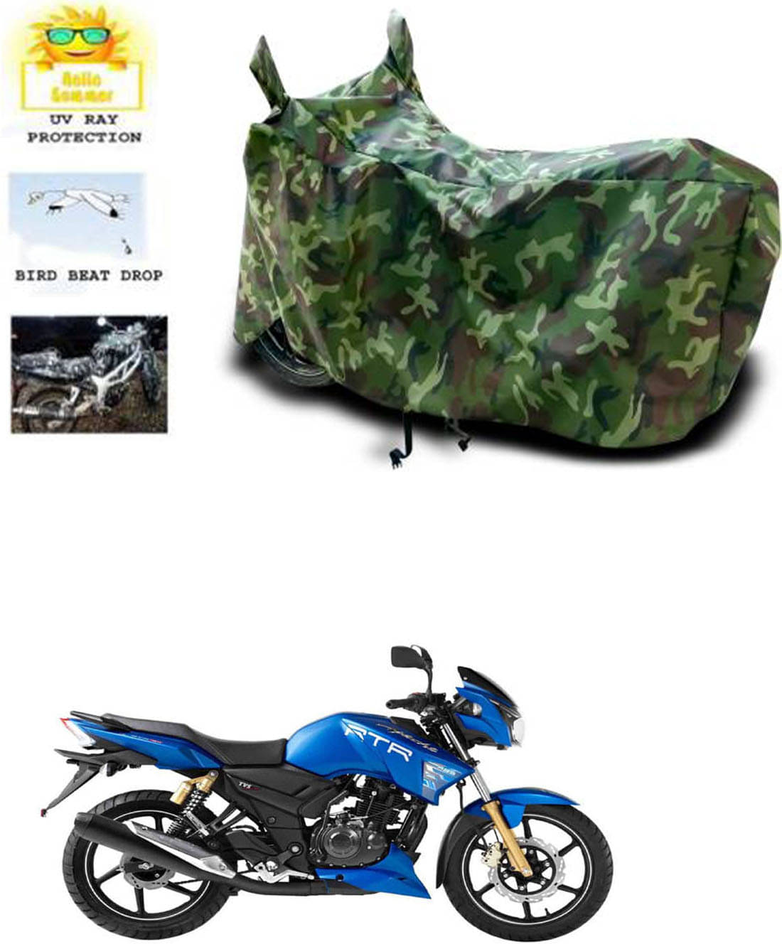 RONISH Bike Body Cover for TVS Apache RTR 180 ( Pack of 1 ) , Multicolour RONISH Bike Body Cover for TVS Apache RTR 180 ( Pack of 1 ) , Multicolour
