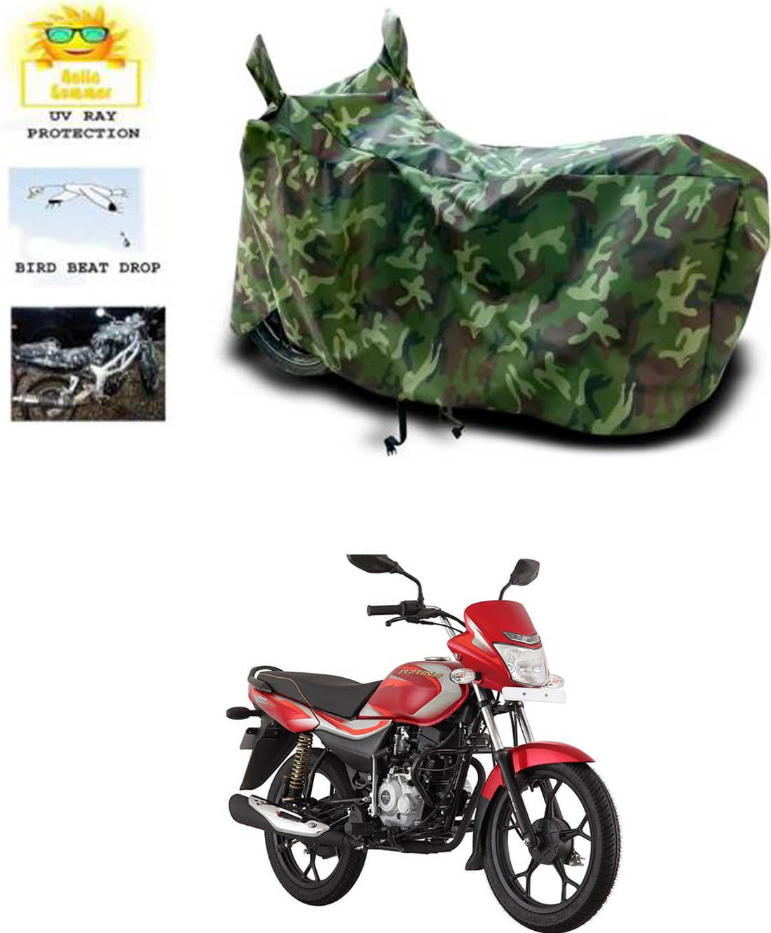 RONISH Bike Body Cover for Bajaj Platina 125 ( Pack of 1 ) , Multicolour
