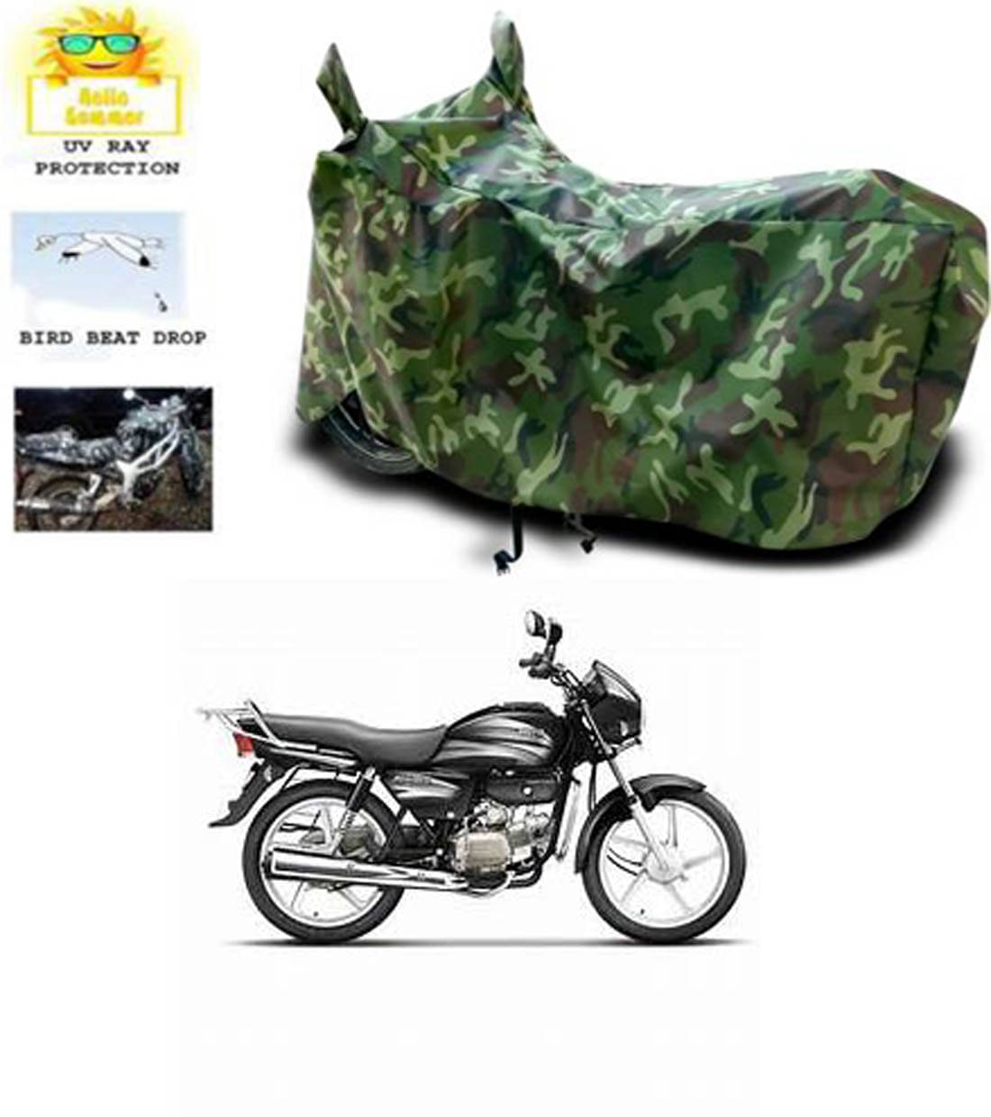     			RONISH Bike Body Cover for Hero Splendor Plus ( Pack of 1 ) , Multicolour