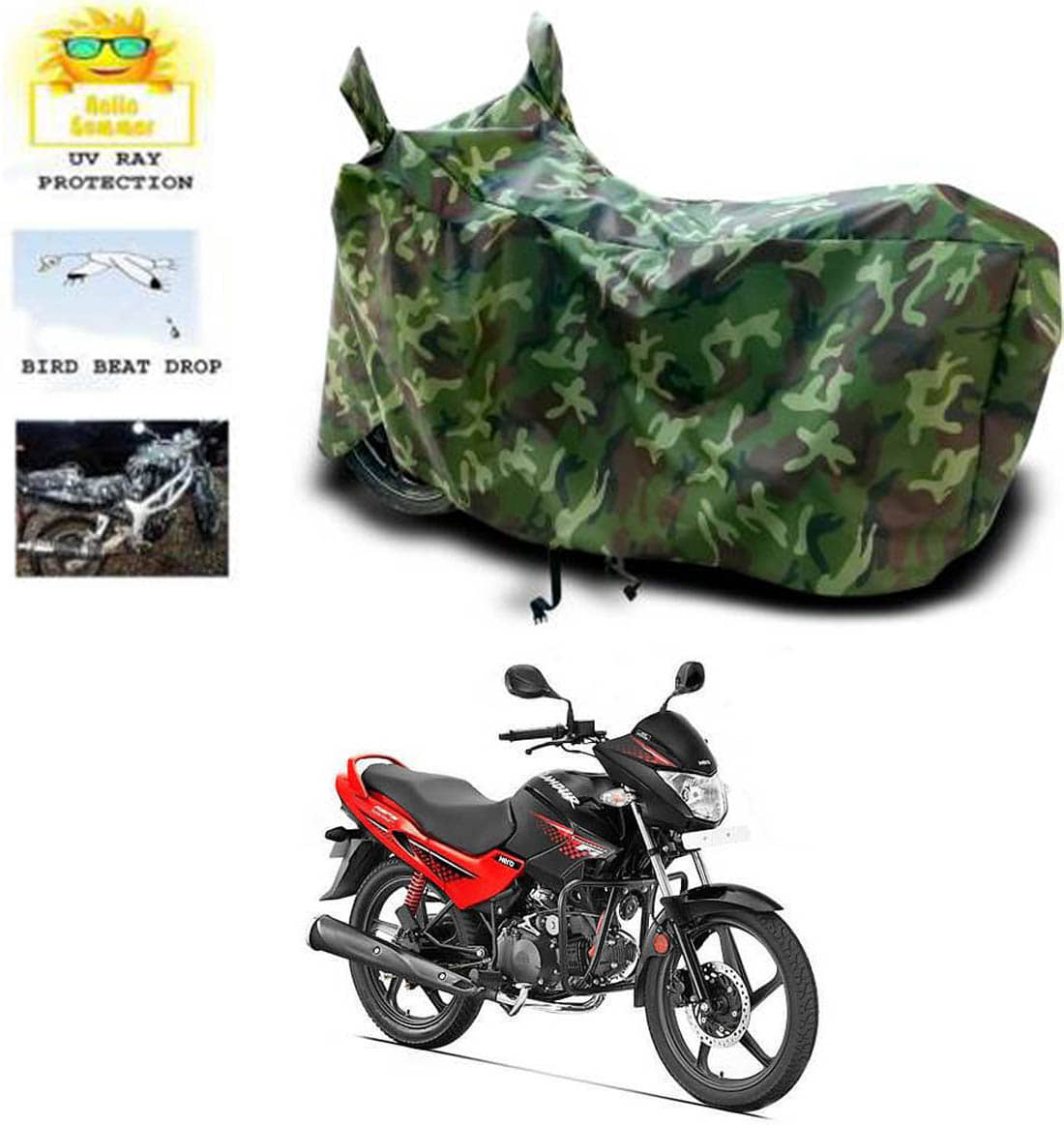 RONISH Bike Body Cover for Hero Glamour FI ( Pack of 1 ) , Multicolour