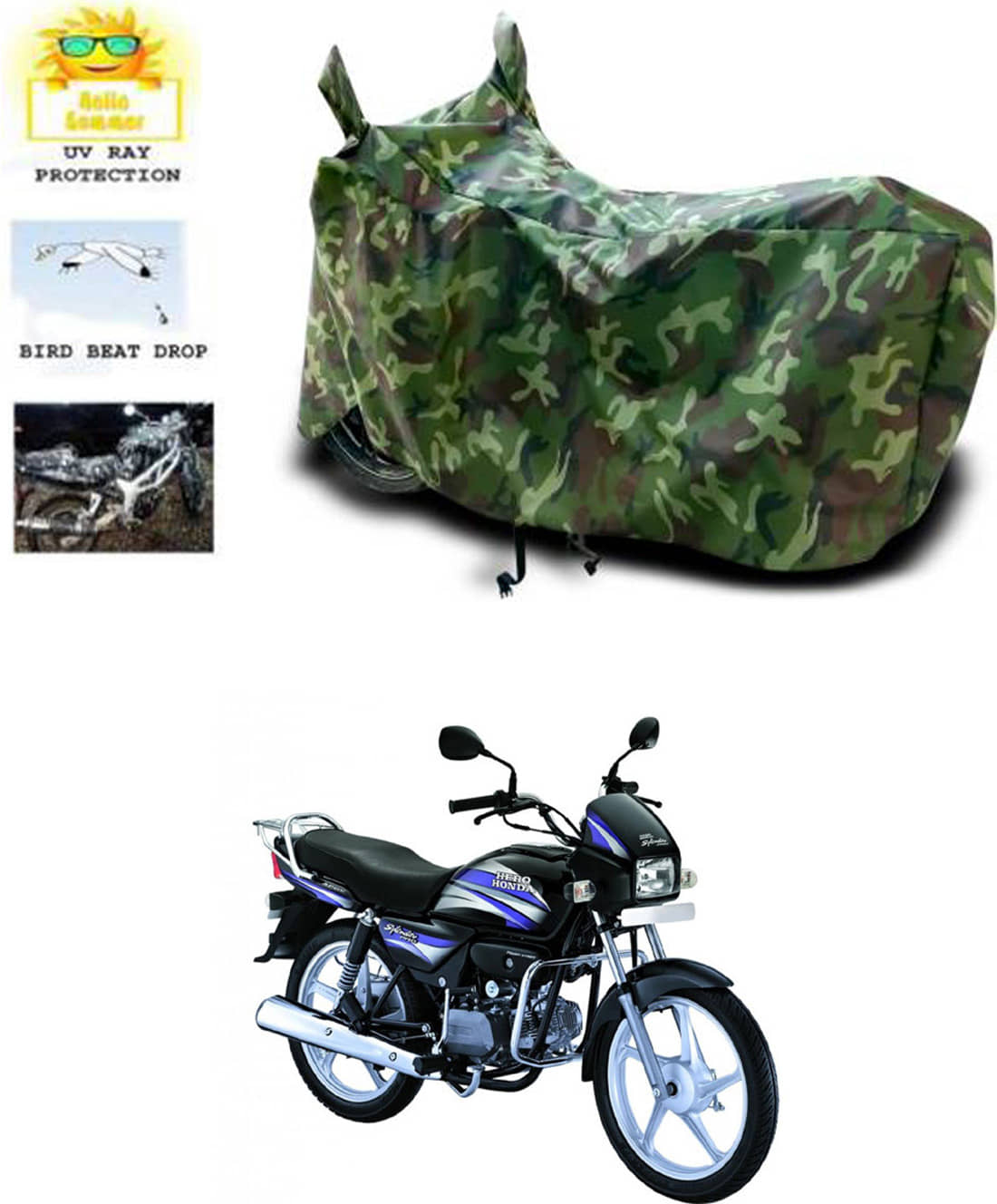 RONISH Bike Body Cover for Hero Splendor Pro ( Pack of 1 ) , Multicolour