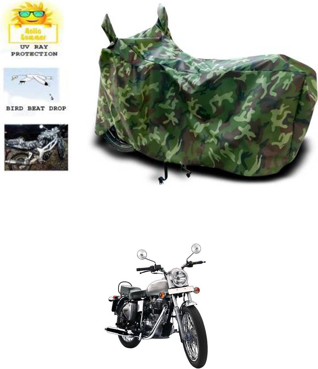     			RONISH Bike Body Cover for Royal Enfield Bullet Electra ( Pack of 1 ) , Multicolour