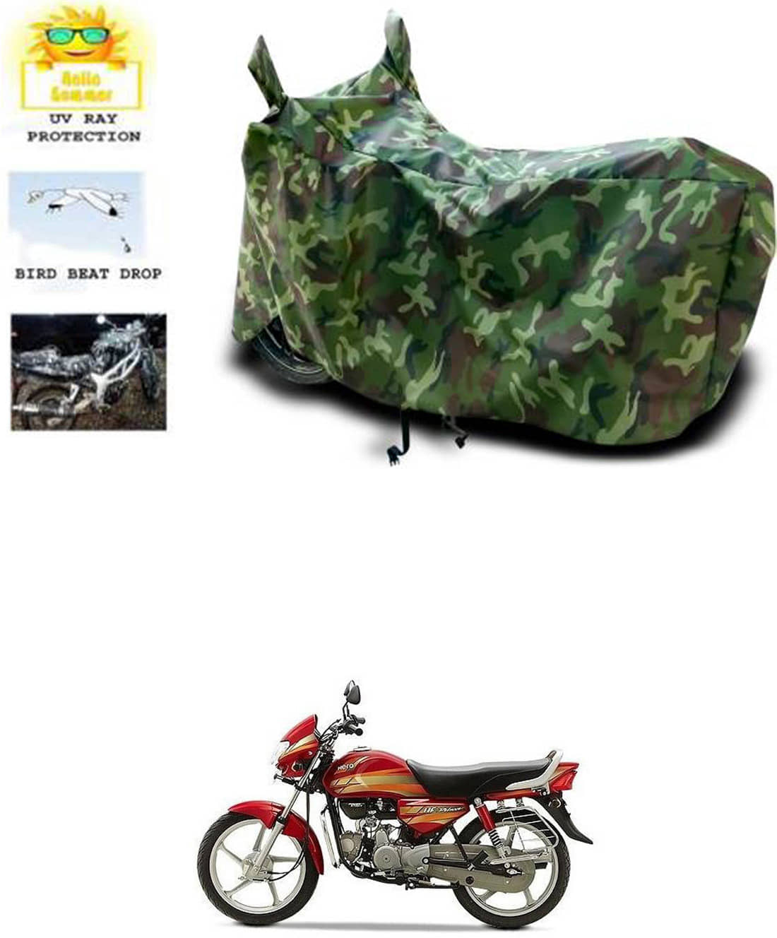 RONISH Bike Body Cover for Hero HF Deluxe ( Pack of 1 ) , Multicolour